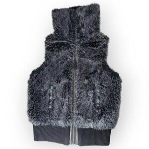 ZARA TRF Vest Faux Fur Jacket  Knit Convertible Collar Grey Women Sz M Y2K‎ Boho